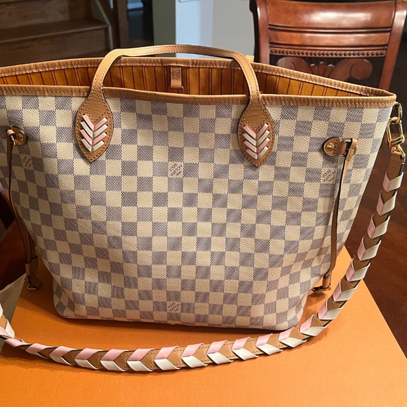 Louis Vuitton Damier Azur Braided Neverfull MM Pink Limited Edition - Picture 1 of 10
